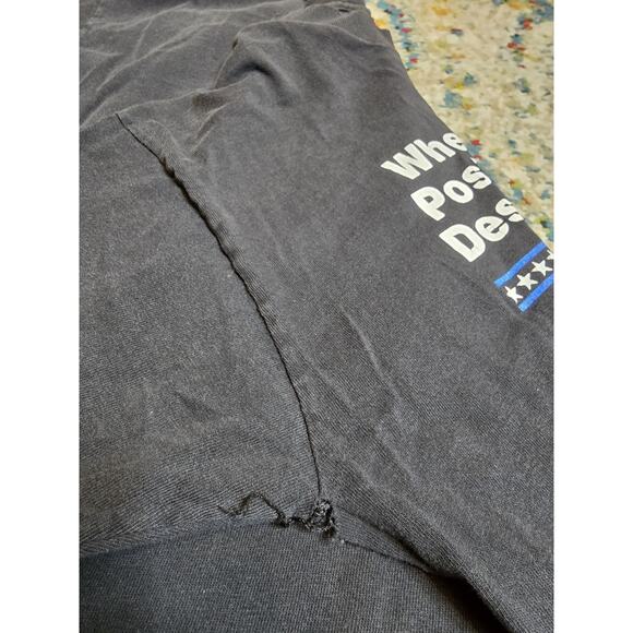 Vintage 90's US Marines Destroyed Overnight Graphic T-Shirt Size S/M Military - Picture 7 of 9